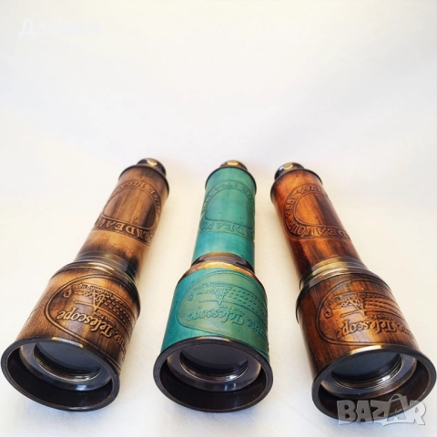 Далекоглед бронзов с античен дизайн обшит със кожа , снимка 6 - Други ценни предмети - 43254593