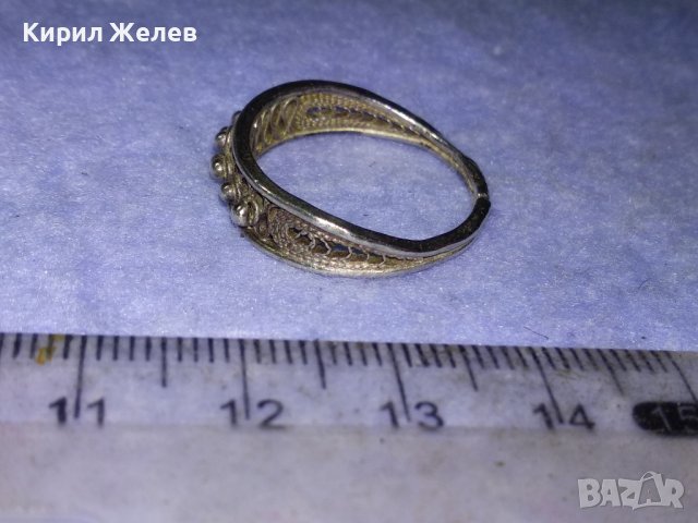 СТАРИНЕН ФИЛИГРАНЕН СРЕБЪРЕН ПРЪСТЕН МАЙСТОРСКА РЪЧНА ИЗРАБОТКА 40225, снимка 14 - Антикварни и старинни предмети - 42866076
