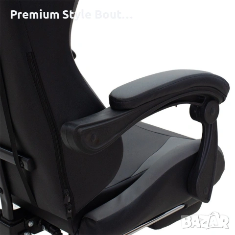 Геймърски стол с релакс механизъм, прибираща се поставка за крака и еко материал, снимка 15 - Столове - 53923301