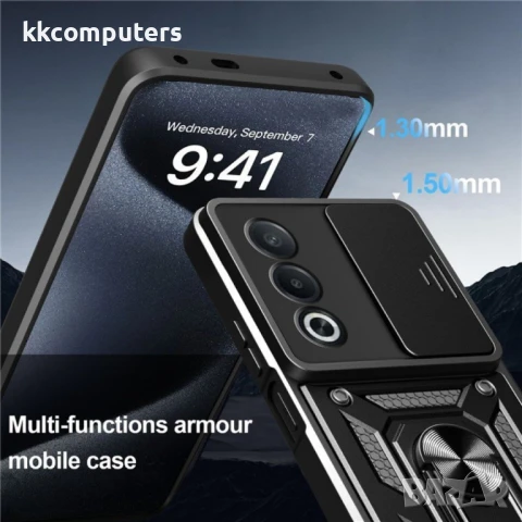 Oppo A80 5G / A3 Pro 5G Удароустойчив Ring Holder with Slide Camera Lid/ PC + TPU/ Kickstand Калъф и, снимка 11 - Калъфи, кейсове - 50738723