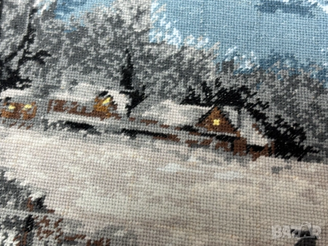 Ушит Гоблен "Зимна разходка"-35 см х 24,5 см, снимка 7 - Гоблени - 54068805