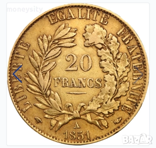 Златна монета 20 франка Серес, снимка 2 - Нумизматика и бонистика - 52157082