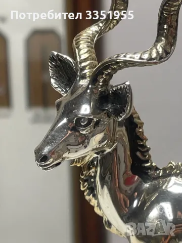 Статуетка на Елен от масивно сребро, снимка 4 - Статуетки - 49878252