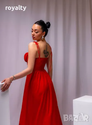 Червена стилна дамска рокля , снимка 4 - Рокли - 50047796