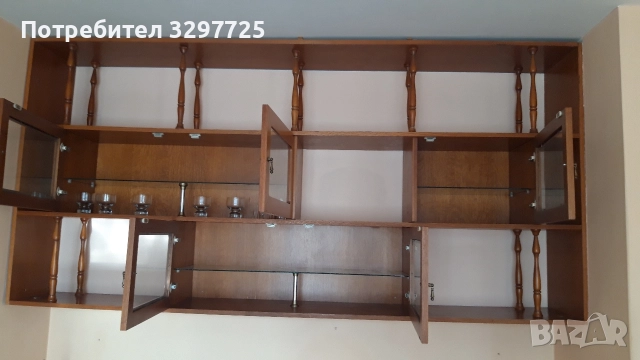 🤎Дървена стенна секция може и за библиотека 📖 цена , снимка 2 - Секции и витрини - 52872666