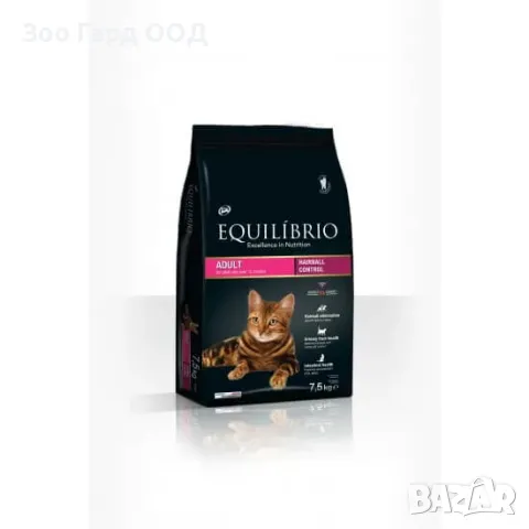 Equilibrio AD Cat Hairball-Суха храна за котки спомагаща естествено отделяне на космени топки-7.5кг.