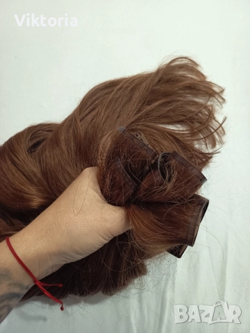 Европейска естествена коса 250гр.55см.с клипси, снимка 5 - Аксесоари за коса - 52525381
