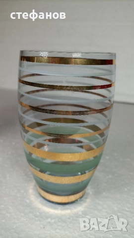 Разкошни ретро водни чаши, златни кантове, матирани кантове, 6 бр, снимка 4 - Чаши - 52464801