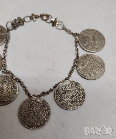 Сребърна гривна с монети, снимка 4 - Гривни - 29797916