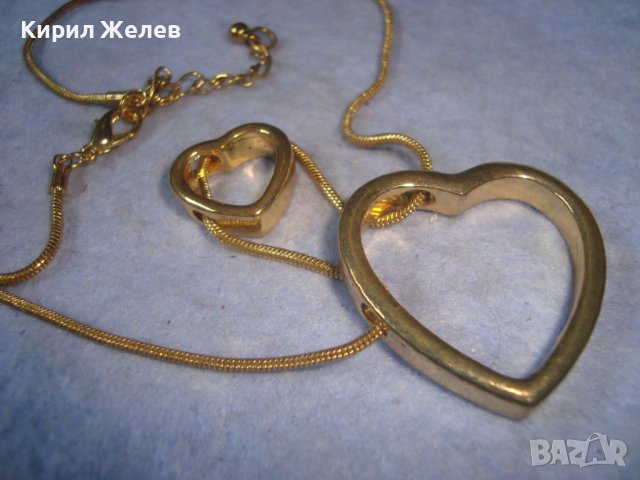 ДВЕ СЪРЦА в ЕДНО ПОЗЛАТЕН НЕЖЕН АРТ МЕДАЛЬОН КОЛИЕ с ФИНА ВЕРИЖКА 29047, снимка 4 - Колиета, медальони, синджири - 37660991