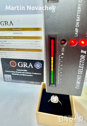 Сребърен пръстен с мойсанит (Диамант) 2 карата, снимка 13 - Пръстени - 52755515