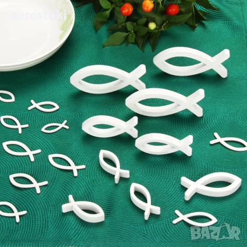 Комплект от 99 дървени рибки Ukaeno - Включва 9 големи дървени рибки и 90 малки рибки за декорация