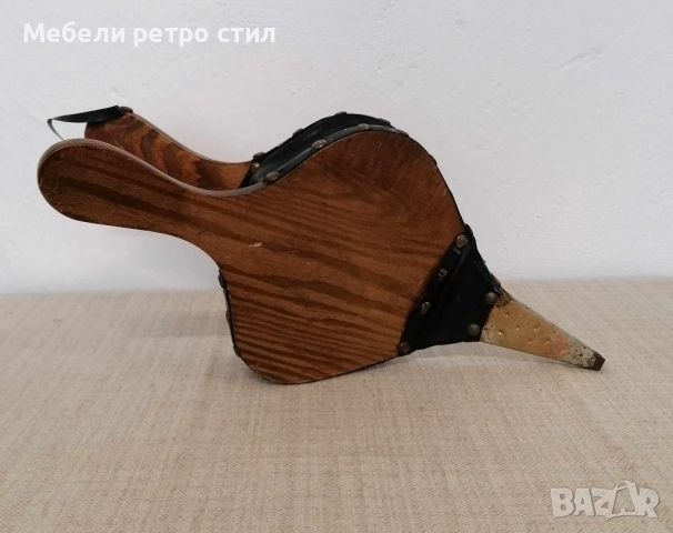 Дървено духало за камина с кожени и метални елементи, напълно функционално. Подходящо за използване., снимка 3 - Колекции - 52307148
