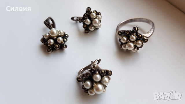 Сребърен комплект с речни перли , снимка 7 - Колиета, медальони, синджири - 44774860