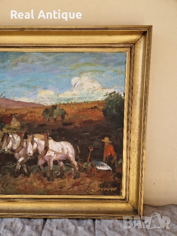 Страхотна майсторска антикварна авторска картина масло върху платно , снимка 3 - Антикварни и старинни предмети - 52012210