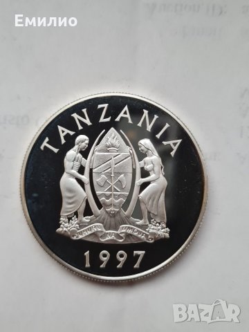 TANZANIA 🇹🇿 500 SHILLINGS 🇹🇿 1997 SILVER PROOF DCAM 1 OZ , снимка 2 - Нумизматика и бонистика - 32137376