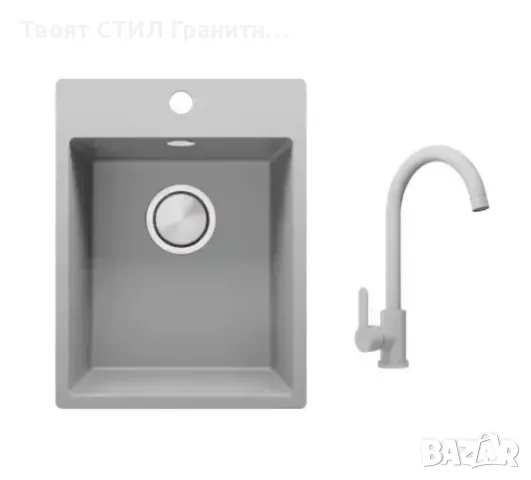  Гранитна мивка за кухня Рига + Смесител 5000 Бял -29% ПРОМО ОФЕРТА КОМПЛЕКТ ЦВетове, снимка 4 - Мивки - 49791456
