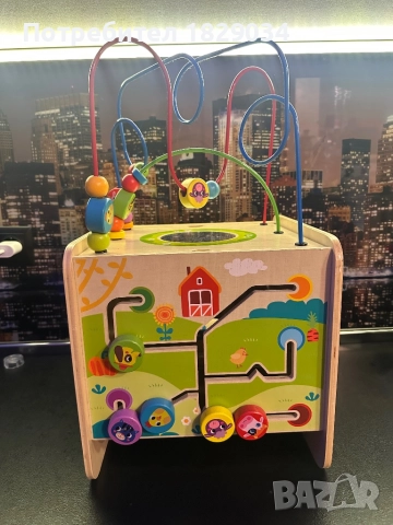 Интерактивен  дървен  куб с активности Ферма, снимка 2 - Образователни игри - 52503998