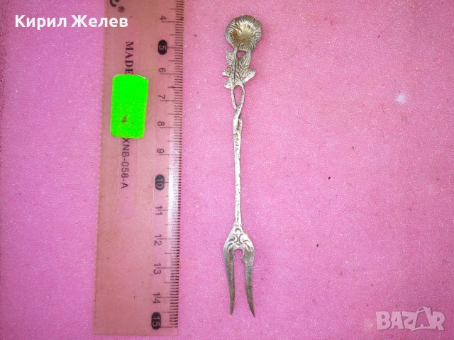 СТАРА НЕМСКА ФЛОРАЛНА КОЛЕКЦИОНЕРСКА ДЕСЕРТНА СРЕБЪРНА ВИЛИЧКА СРЕБРО 800 ПРОБА 42990, снимка 12 - Колекции - 44372872