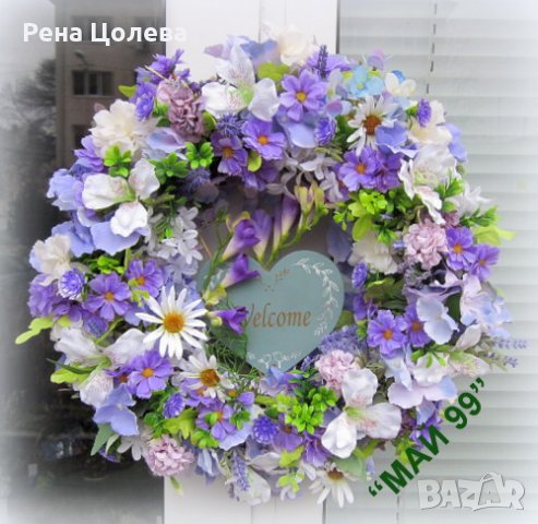 Пролетен венец със сърце, снимка 4 - Декорация за дома - 35613699