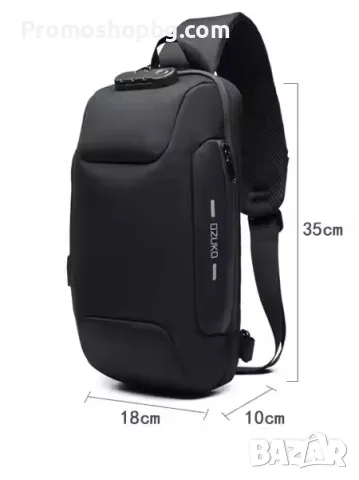 Раница Ozuko, 18×10×35 см, водоустойчива, с USB и заключващ механизъм, снимка 8 - Раници - 48179692