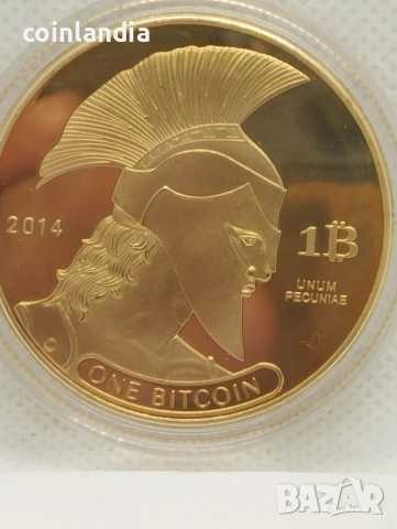 позлатена монета Биткойн репродукция 