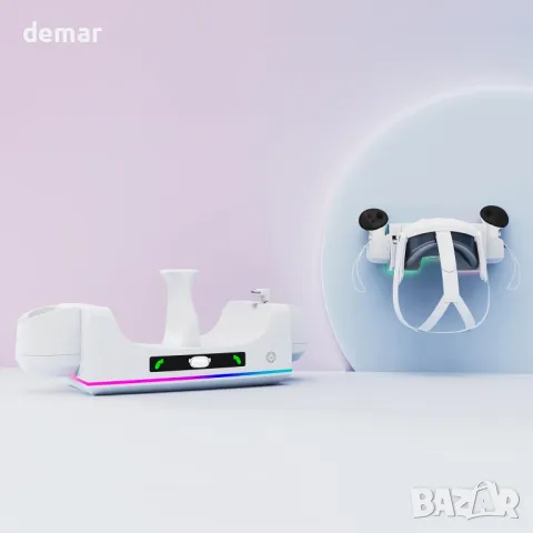 Зареждаща докинг станция за Meta Quest 3S/Quest 3, бяла, снимка 5 - Друга електроника - 49335740