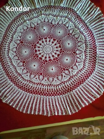 Кръгла покривка за маса, плетена на една кука, снимка 6 - Декорация за дома - 34961574