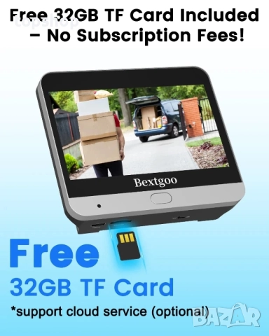 Нова шпионка за врата с 2K видеокамера, 32GB карта памет, 4.3" цветен монитор, батерия 8000mAh, 170°, снимка 9 - Аналогови камери - 51637811