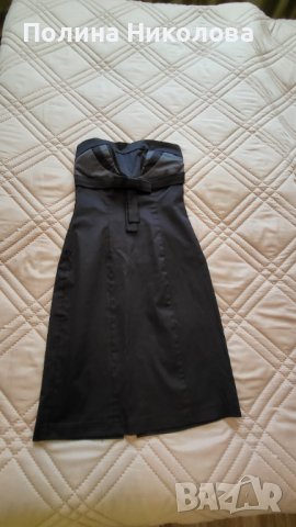 Елегантна рокля без презрамки в черен цвят, снимка 4 - Рокли - 30879458