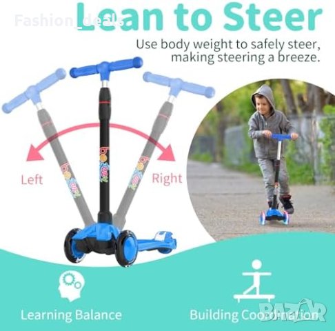 Нова Детска Тротинетка 3 Колела със Светлини Подарък деца Коледа, снимка 3 - Други - 42876868