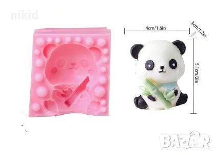 3d Панда мече с бамбук силиконов молд форма фондан шоколад гипс декор украса свещ, снимка 2 - Форми - 47780888