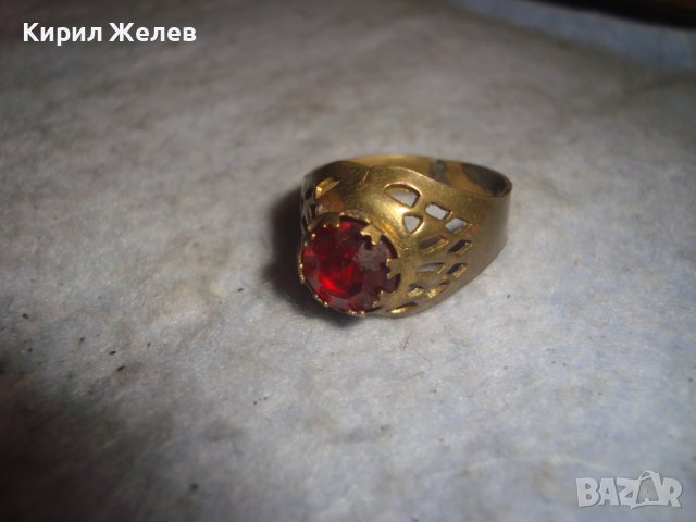 СТАРИНЕН МЕСИНГОВ АЖУРЕН МАЙСТОРСКИ СКЪПОЦЕНЕН ПРЪСТЕН с ГОЛЯМ ЮВЕЛИРНО ФАСЕТИРАН ГРАНАТ 27156, снимка 12 - Антикварни и старинни предмети - 36772038