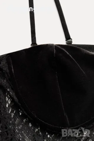 Топ от дантела и кадифе Zara, снимка 3 - Корсети, бюстиета, топове - 48918560