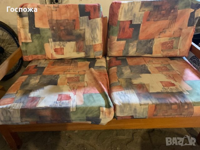 Комплект дървени дивани двоен, троен и фотьойл, снимка 2 - Дивани и мека мебел - 42699454