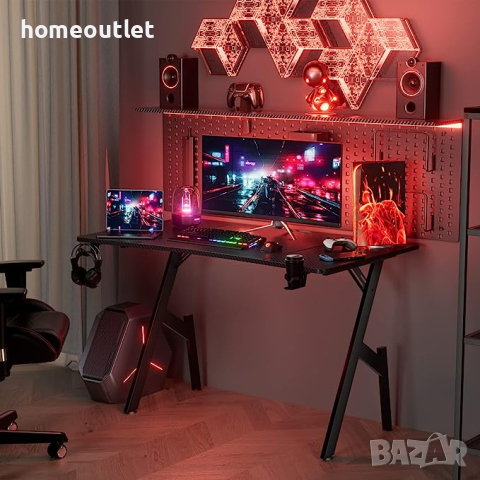 Геймърско бюро, HLONONE HLGD-ALEDBK, 120 x 60 см, снимка 2 - Бюра - 44758907