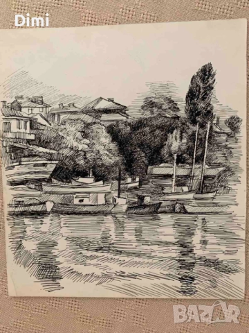 ЕЛКА НАЙДЕНОВА пейзаж – туш , снимка 4 - Картини - 52827259