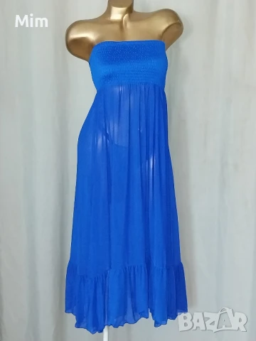 М/2XL Турско синя прозрачна рокля 