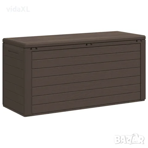 vidaXL Градински сандък за съхранение, кафяв, 116x44x55 см, снимка 6 - Ракли - 56147648