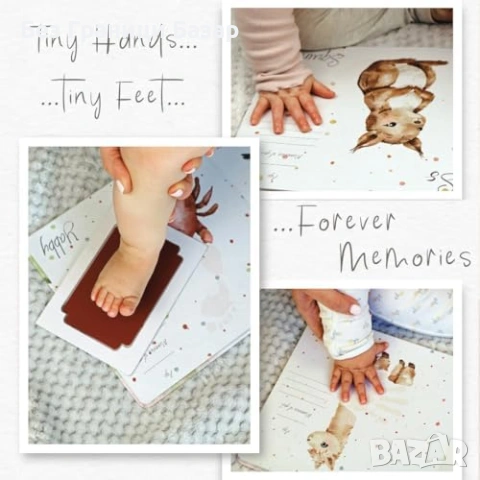 Нов Бебешки комплект отпечатъци ръце и крачета без мастило идеален подарък, снимка 2 - Други - 53072270