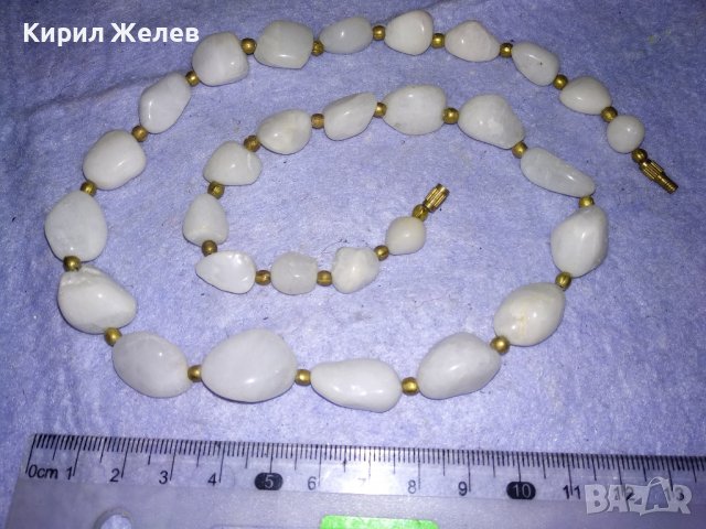 ДРАГОЦЕННА СТАРИНЕН СТИЛ ОГЪРЛИЦА КОЛИЕ НАТУРАЛЕН МЛЕЧЕН КВАРЦ и БРОНЗ 34666, снимка 6 - Колиета, медальони, синджири - 39202107