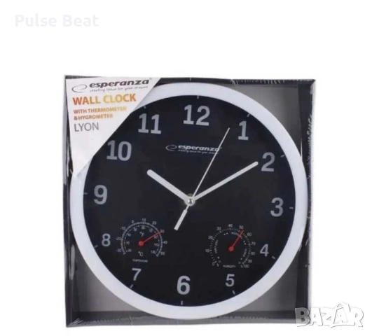 Часовник стенен Lyon, 25см., големи цифри, кварц, черен, бял, снимка 5 - Стенни часовници - 52416076