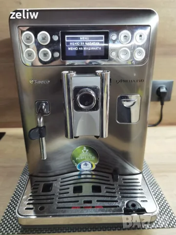 Saeco Exprelia  EVO -  с  БГ меню на малко продукти , в кашон и консумативи,, снимка 10 - Кафемашини - 55840301