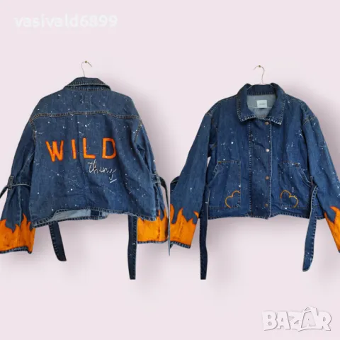 Ръчно рисувано дамско дънково яке