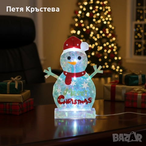 LED светещ снежен човек Merry Christmas, снимка 5 - Декорация за дома - 52289054
