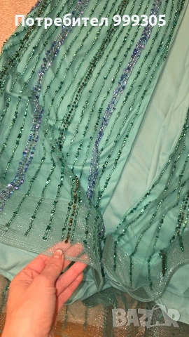 Официална дълга тюркоазена рокля – нова, снимка 4 - Рокли - 54365007