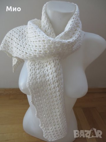 Нов ажурен шал, бял