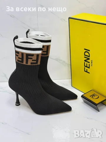Fendi Луксозни Дамски Боти Тип Чорап С Висок Ток И Лого Код SEM-971