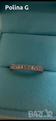 Оригинален Tiffany & Co. платинен пръстен с диаманти – PT950, снимка 8 - Пръстени - 56299853