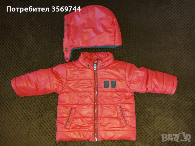Червено зимно якенце 6-9м , снимка 2 - Бебешки якета и елеци - 42621777